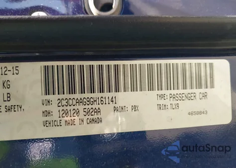 2016 Chrysler 300 Limited из США, поврежденный, VIN 2C3CCAAG9GH161141